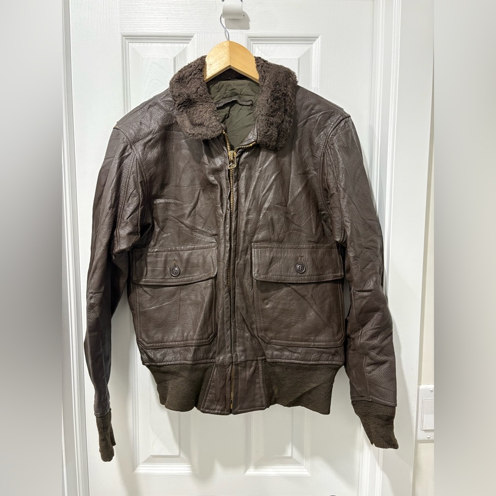 Us navy g-1 leather flight jacket vietnam era vintage 196s 70s Small Ex Cond